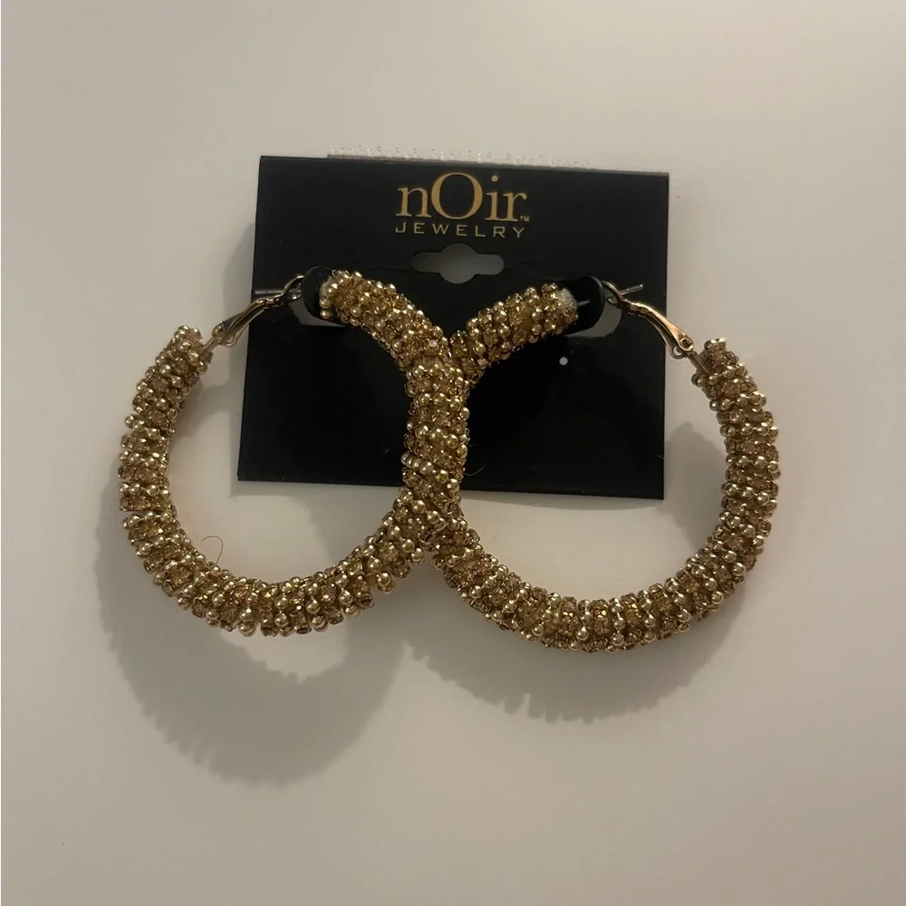 Noir Gold Crystal Hoop Earrings
